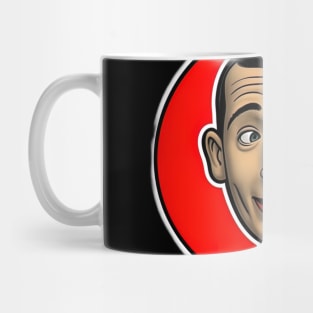 pee wee herman art design, green suit with red background Mug